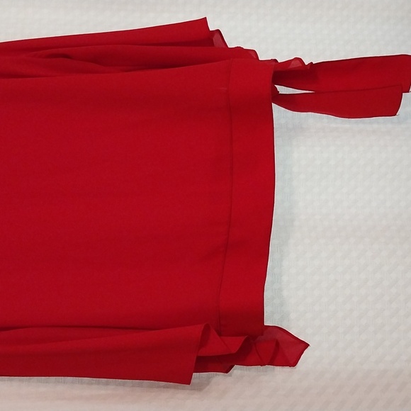 Worthington red blouse, side tie, fluted sleeves size XL - Picture 5 of 10